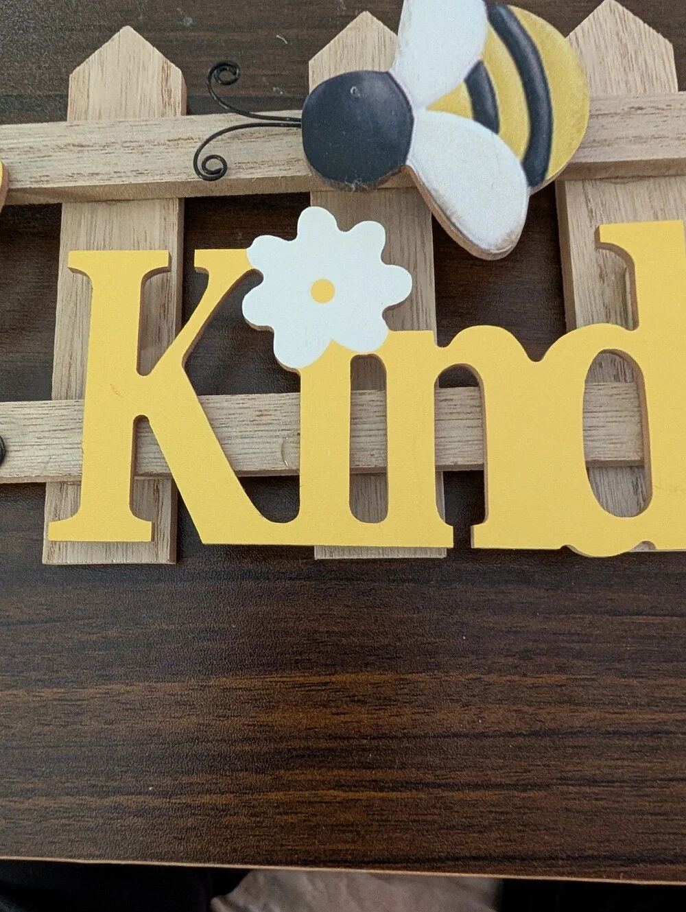 Bee Kind Wooden Wall Decor - Yellow Bee Sign